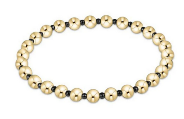 Women's e-newton | Faceted Hematite Grateful Pattern 5mm Bead Bracelet | Gold