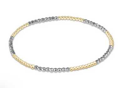 Women's e-newton | Blissful Pattern 2mm Bead Bracelet | Bright Silver Faceted Hematite