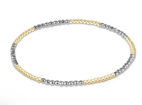 Women's e-newton | Blissful Pattern 2mm Bead Bracelet | Bright Silver Faceted Hematite