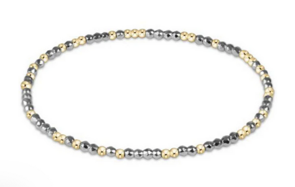 Women's e-newton | Hope Unwritten Bright 2mm Bead Bracelet | Silver Faceted Hematite