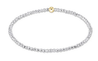 Women's e-newton | Bright Silver Faceted Hematite 2mm Bead Bracelet | Silver