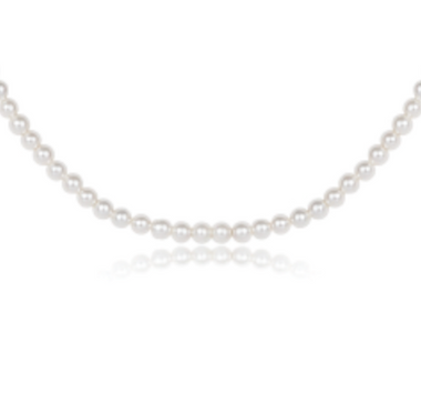 Women's e-newton | 3mm Pearl Classic 17" Choker Necklace | Gold & Pearl