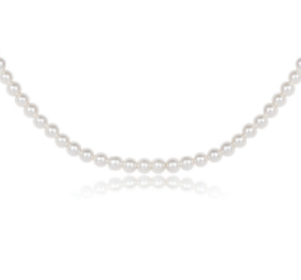 Women's e-newton | 3mm Pearl Classic 17" Choker Necklace | Gold & Pearl