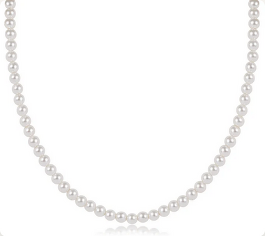 Women's e-newton | 17" Choker Classic Pearl 4mm Bead Necklace | Pearl