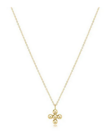 Women's e-newton | 16" Necklace Gold - Classic Beaded Signature Cross Gold Charm | Gold