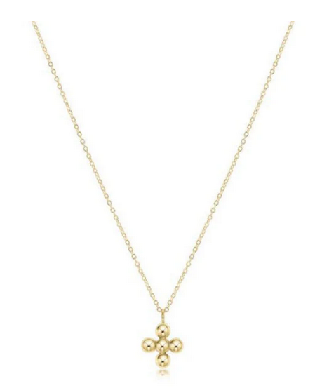 Women's e-newton | 16" Necklace Gold - Classic Beaded Signature Cross Gold Charm | Gold