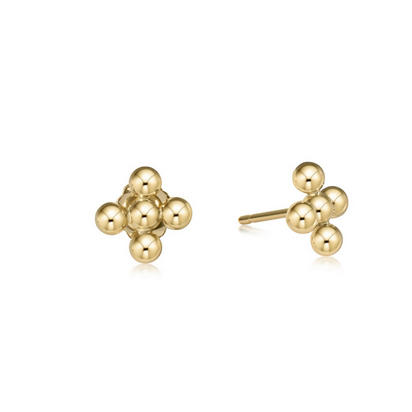 Women's e-newton | classic beaded signature cross stud - 3mm bead gold | Gold