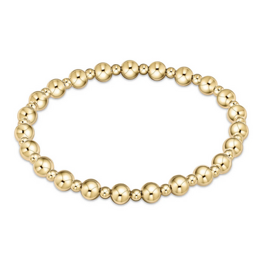 Women's e-newton | Classic Grateful Pattern 5mm Bead Bracelet - Gold | Gold