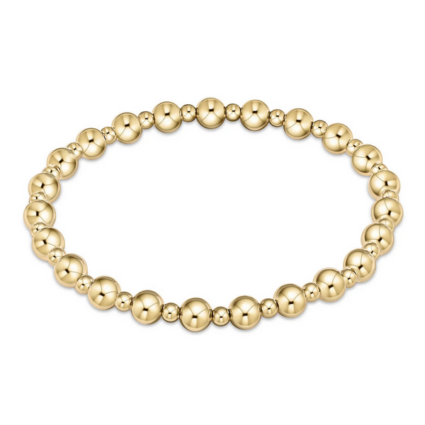 Women's e-newton | Classic Grateful Pattern 5mm Bead Bracelet - Gold | Gold