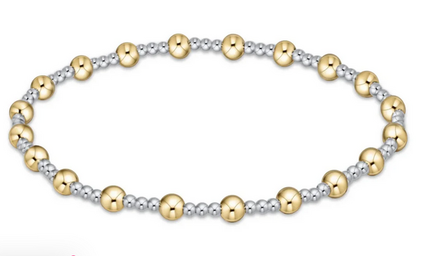Women's e-newton | Classic Sincerity Pattern 4mm Bead Bracelet  | Mixed Metal