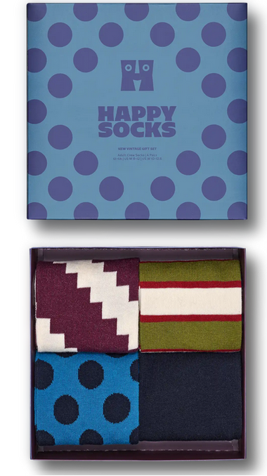 Men's Happy Socks | 4-Pack New Vintage Socks Gift Set | Multi