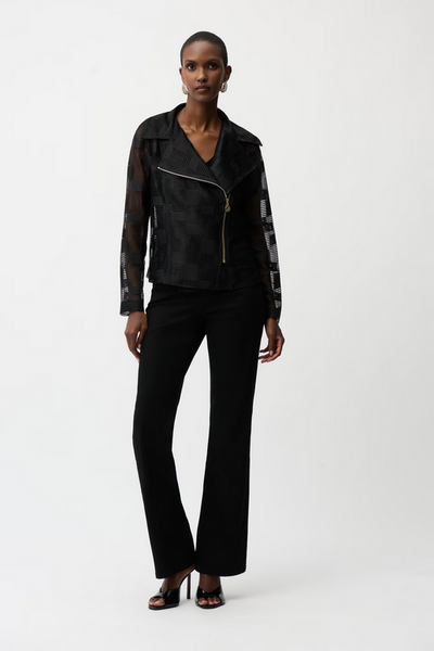 Women's Joseph Ribkoff | Geometric Mesh Moto Jacket | Black