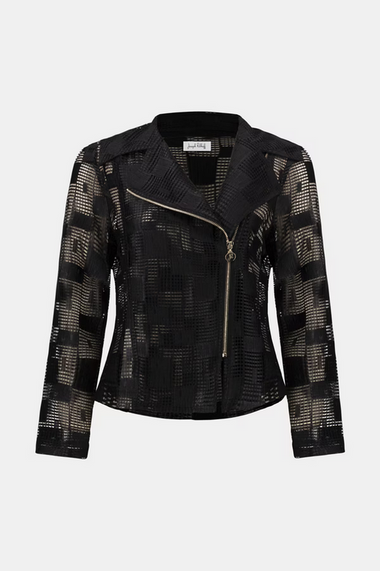 Women's Joseph Ribkoff | Geometric Mesh Moto Jacket | Black