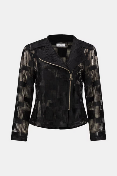 Women's Joseph Ribkoff | Geometric Mesh Moto Jacket | Black