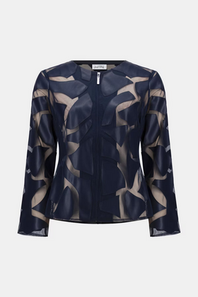 Women's Joseph Ribkoff | Sheer Zipper Formal Top | Midnight Blue