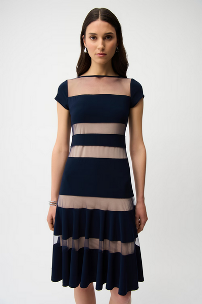 Women's Joseph Ribkoff | Fit And Flare Striped Dress | Midnight Blue