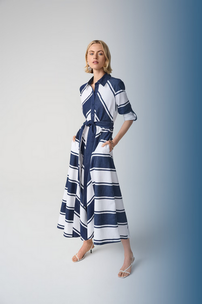 Women's Joseph Ribkoff | Casual Striped Maxi Dress | Navy/White