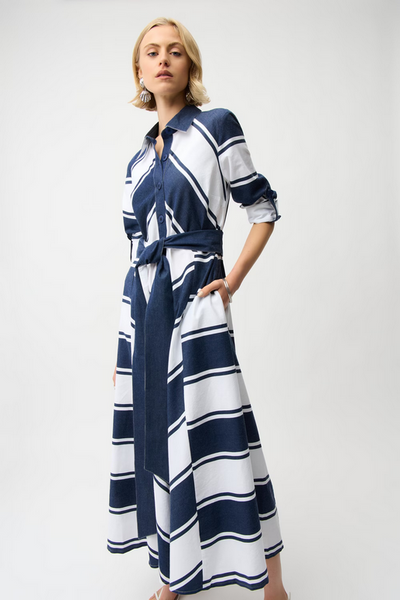 Women's Joseph Ribkoff | Casual Striped Maxi Dress | Navy/White