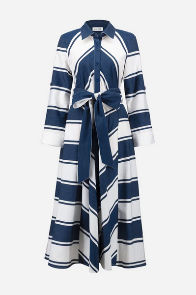 Women's Joseph Ribkoff | Casual Striped Maxi Dress | Navy/White