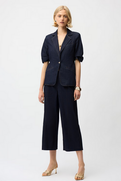 Women's Joseph Ribkoff | Cropped Wide-leg Trousers | Dark Denim Blue