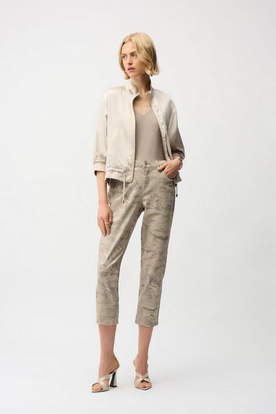 Women's Joseph Ribkoff | Slim Cropped Floral Trousers | Taupe/Gold