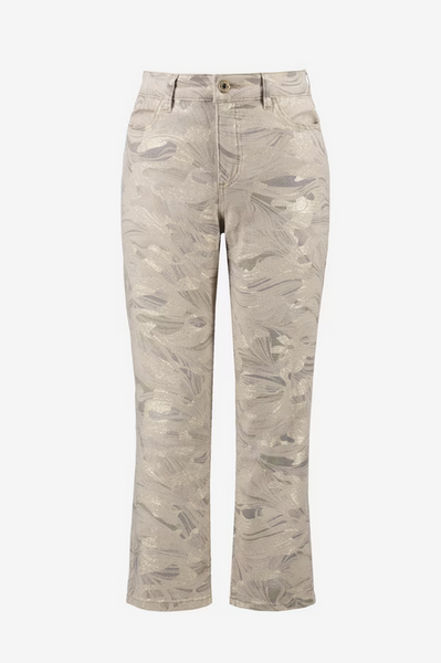 Women's Joseph Ribkoff | Slim Cropped Floral Trousers | Taupe/Gold