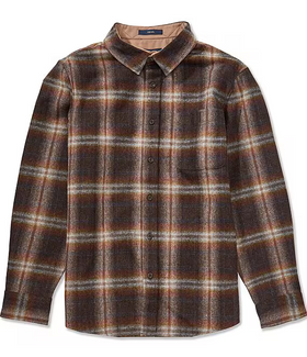 Men's Pendleton | Trail Long Sleeve Plaid Wool Woven Shirt | Grey Mix Multi Ombre
