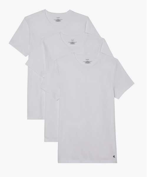 Men's Calvin Klein | 3-Pack Classic Cotton Crewneck T-Shirts with Monogram | White
