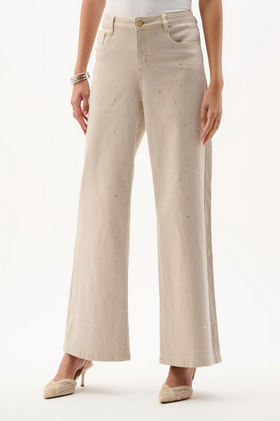Women's Joseph Ribkoff | Wide Leg Jewel Embellished Trousers Style | Moonstone