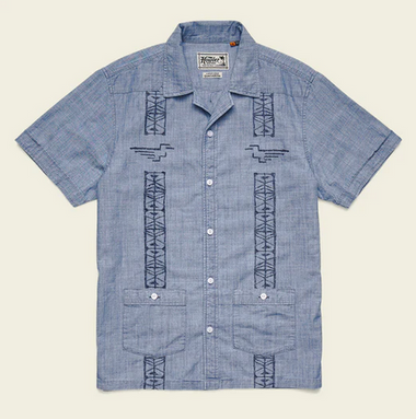 Men's Howler Bros | Guayabera Shirt | Pictographs : Washed Indigo Chambray