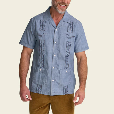 Men's Howler Bros | Guayabera Shirt | Pictographs : Washed Indigo Chambray