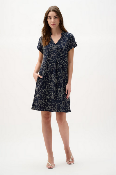 Women's Joseph Ribkoff | Casual Knee-length Shift Dress | Navy/Off White
