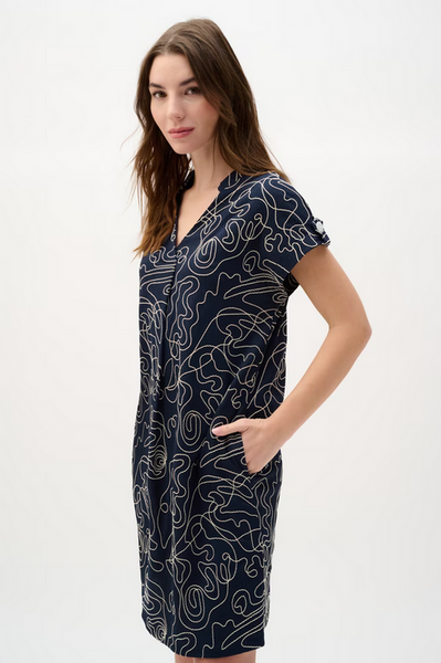 Women's Joseph Ribkoff | Casual Knee-length Shift Dress | Navy/Off White