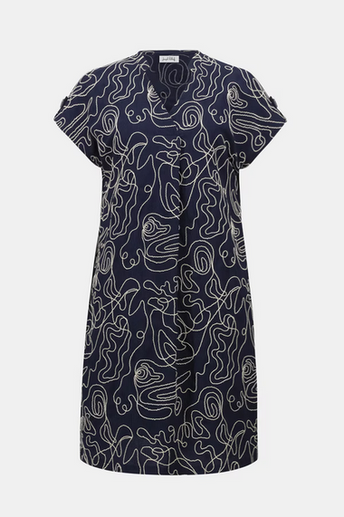 Women's Joseph Ribkoff | Casual Knee-length Shift Dress | Navy/Off White