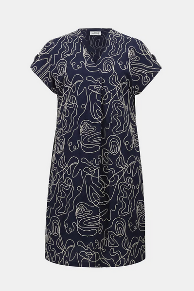 Women's Joseph Ribkoff | Casual Knee-length Shift Dress | Navy/Off White