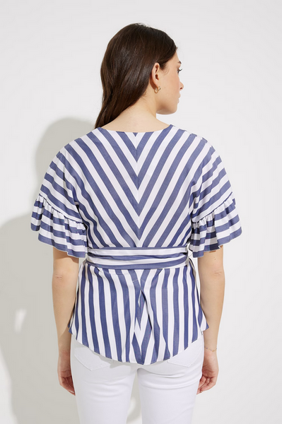 Women's Joseph Ribkoff | Striped Belted Top | Blue/White