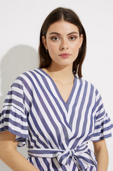 Women's Joseph Ribkoff | Striped Belted Top | Blue/White
