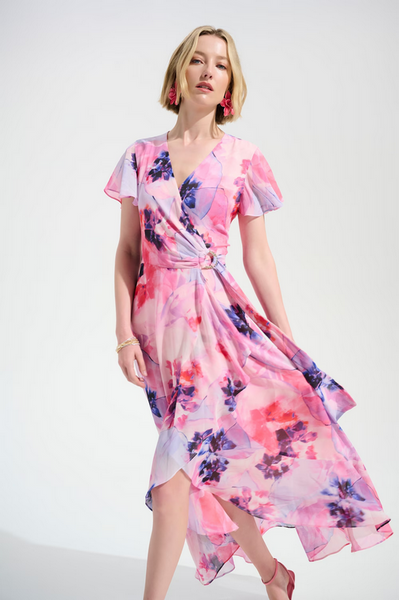 Women's Joseph Ribkoff | Floral V-neck Wrap Dress | Multi