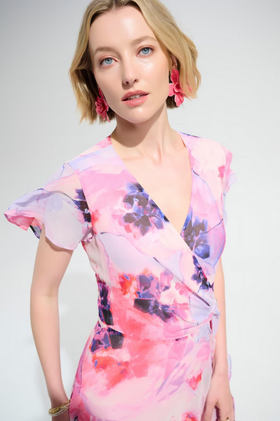 Women's Joseph Ribkoff | Floral V-neck Wrap Dress | Multi
