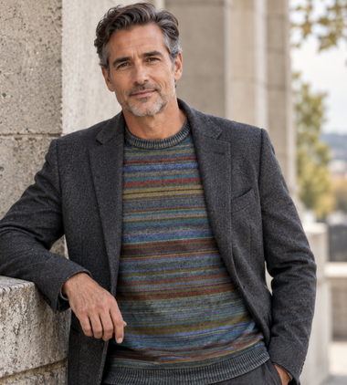 Men's Lenor Romano | Stripe Crew Neck Sweater | Multicolor
