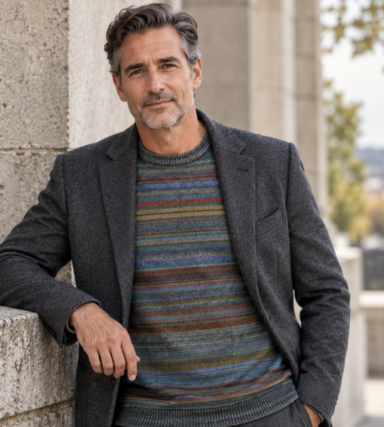 Men's Lenor Romano | Stripe Crew Neck Sweater | Multicolor