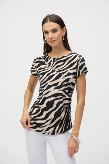 Women's Joseph Ribkoff | Silky Knit Animal Print Top | Beige Black