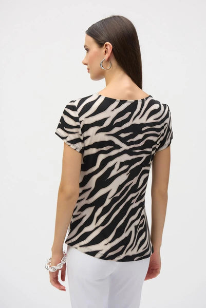 Women's Joseph Ribkoff | Silky Knit Animal Print Top | Beige Black