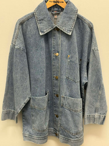 Mono B | Boxy-Cut Denim Jacket | Medium Wash