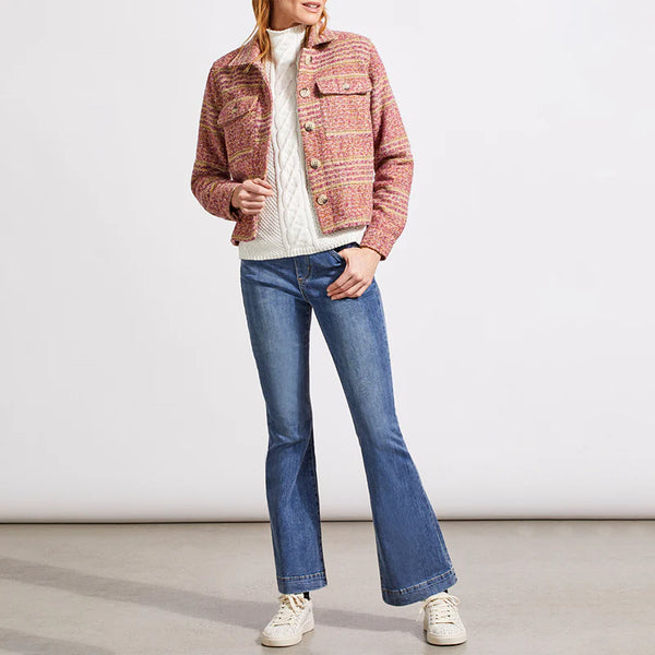 Women's Tribal Jeans | Plaid Crop Shacket | Antique Rose