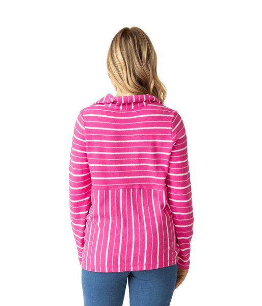 Women's Habitat | Cotton Striped Quarter Zip | Berry