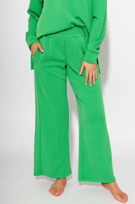 Women's Mono B | Luxe Wash Rib Wide-leg Pants | Green