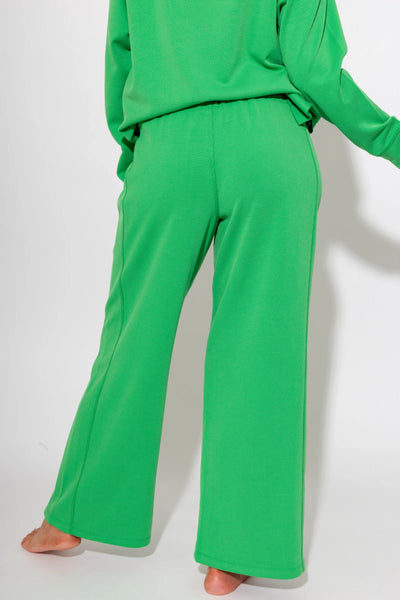 Women's Mono B | Luxe Wash Rib Wide-leg Pants | Green