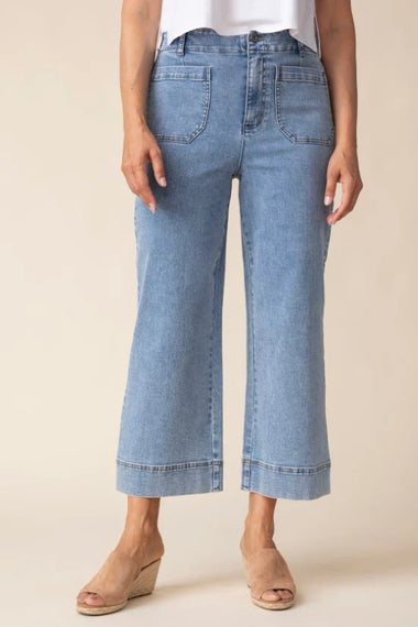 Women's Habitat | Stretch Denim Wide Leg Crop Jean | Blue Denim