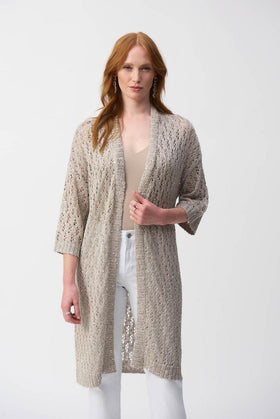 Women's Joseph Ribkoff |Pointelle Sweater Sequined Cover Up |Champagne